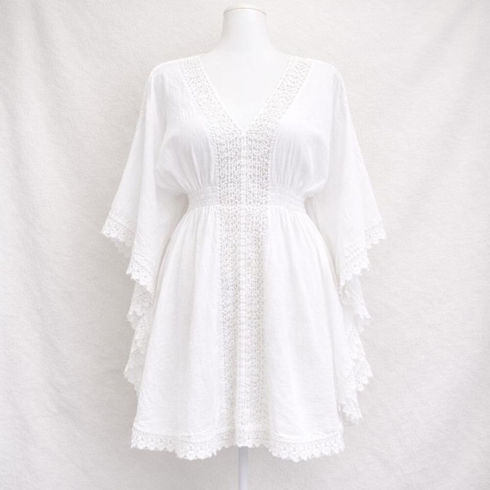 Cotton Natural Swim Cover Dress Medium White